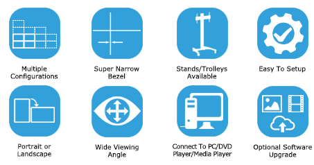 LED Large Format Professional Monitors Commercial Grade Industrial CCTV Displays product feaure icons